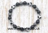 CGB8353 8mm Tibetan agate, black onyx & hematite energy bracelet