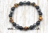 CGB8362 8mm grade AA yellow tiger eye, black onyx & hematite energy bracelet