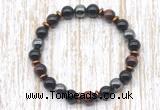 CGB8363 8mm red tiger eye, black onyx & hematite energy bracelet