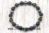 CGB8367 8mm green tiger eye, black onyx & hematite energy bracelet