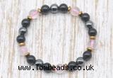 CGB8403 8mm rose quartz, black onyx & hematite energy bracelet