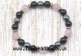 CGB8409 8mm lavender amethyst, black onyx & hematite energy bracelet