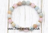 CGB8420 8mm matte amazonite, rose quartz & hematite power beads bracelet