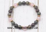 CGB8447 8mm dragon blood jasper, brecciated jasper, rose quartz & hematite power beads bracelet