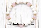 CGB8451 8mm white howlite turquoise, rose quartz & hematite power beads bracelet