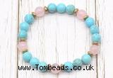 CGB8452 8mm blue howlite turquoise, rose quartz & hematite power beads bracelet