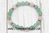 CGB8454 8mm green aventurine, rose quartz & hematite power beads bracelet
