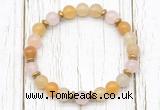 CGB8456 8mm yellow aventurine, rose quartz & hematite power beads bracelet