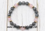 CGB8466 8mm black labradorite, rose quartz & hematite power beads bracelet