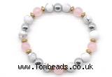 CGB8487 8mm rose quartz, white howlite & hematite energy bracelet