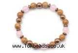 CGB8494 8mm rose quartz, wooden jasper & hematite energy bracelet