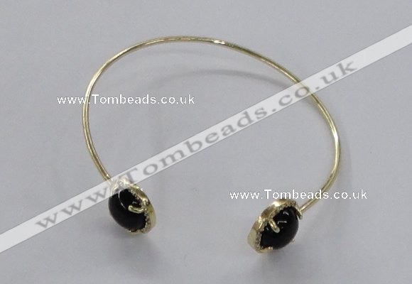 CGB851 10mm flat round agate gemstone bangles wholesale