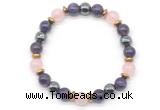 CGB8517 8mm rose quartz, amethyst & hematite energy bracelet