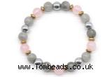 CGB8519 8mm rose quartz, labradorite & hematite energy bracelet