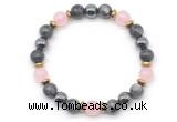 CGB8521 8mm rose quartz, black labradorite & hematite energy bracelet