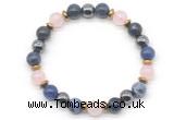 CGB8523 8mm rose quartz, sodalite & hematite energy bracelet