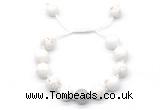 CGB8551 12mm round white howlite adjustable macrame bracelets