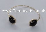 CGB856 15mm flat round agate gemstone bangles wholesale