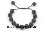 CGB8565 12mm round black lava adjustable macrame bracelets