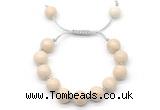 CGB8570 12mm round white fossil jasper adjustable macrame bracelets