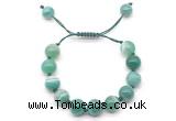 CGB8596 12mm round green banded agate adjustable macrame bracelets