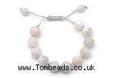 CGB8602 12mm round white crazy lace agate adjustable macrame bracelets