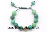 CGB8610 12mm round grass agate adjustable macrame bracelets