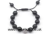 CGB8613 12mm round black onyx adjustable macrame bracelets