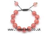 CGB8623 12mm round cherry quartz adjustable macrame bracelets