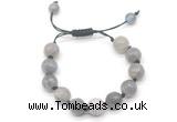 CGB8629 12mm faceted round labradorite adjustable macrame bracelets