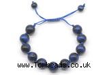 CGB8637 12mm round blue tiger eye adjustable macrame bracelets