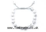 CGB8650 8mm,10mm round white howlite adjustable macrame bracelets