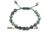 CGB8658 8mm,10mm round ruby zoisite adjustable macrame bracelets