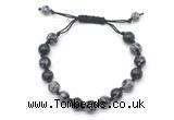 CGB8667 8mm,10mm round snowflake obsidian adjustable macrame bracelets