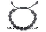 CGB8668 8mm,10mm round black lava adjustable macrame bracelets