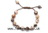 CGB8691 8mm,10mm round brown zebra jasper adjustable macrame bracelets