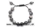 CGB8693 8mm,10mm round black water jasper adjustable macrame bracelets