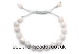 CGB8698 8mm,10mm round white crazy lace agate adjustable macrame bracelets