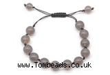 CGB8705 8mm,10mm round grey agate adjustable macrame bracelets