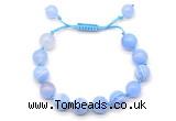 CGB8708 8mm,10mm round blue banded agate adjustable macrame bracelets