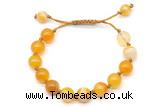 CGB8709 8mm,10mm round yellow banded agate adjustable macrame bracelets