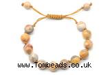 CGB8717 8mm,10mm round yellow crazy lace agate adjustable macrame bracelets