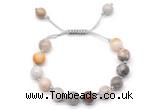 CGB8718 8mm,10mm round bamboo leaf agate adjustable macrame bracelets