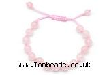 CGB8741 8mm,10mm round rose quartz adjustable macrame bracelets