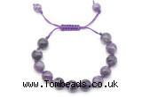 CGB8760 8mm,10mm round dogtooth amethyst adjustable macrame bracelets