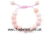 CGB8765 8mm,10mm round pink opal adjustable macrame bracelets