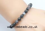 CGB8848 8mm, 10mm grey opal & drum hematite power beads bracelets