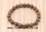 CGB8869 8mm, 10mm elephant skin jasper, drum & rondelle hematite beaded bracelets