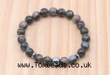 CGB8878 8mm, 10mm grey opal, drum & rondelle hematite beaded bracelets