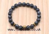 CGB8880 8mm, 10mm black labradorite, drum & rondelle hematite beaded bracelets